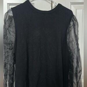 Black Top with Sheer Sleeves